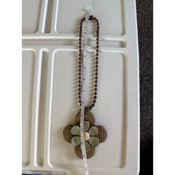 Sooki Sooki Brown Turquoise Western Rodeo Cross Flower Chunky Necklace - Picture 3 of 4